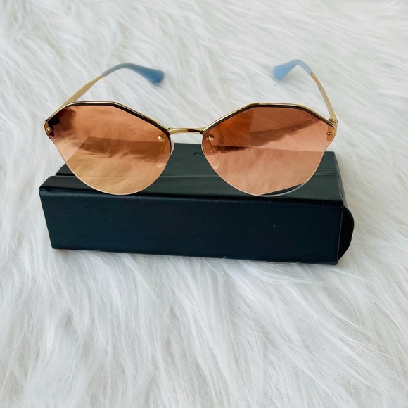 PRADA Butterfly Sunglasses - Gold Frames w/ Brown to Smoke GRADIENT Oversized - Picture 16 of 17